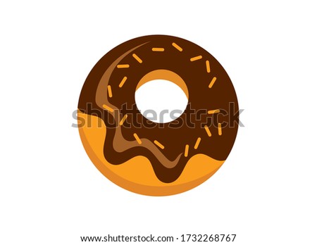 Donut with chocolate icing icon vector.  Doughnut icon isolated on a white background. American delicacy food vector
