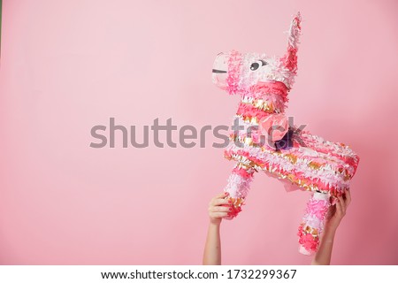 Llama pinata for a pink birthday party decoration.