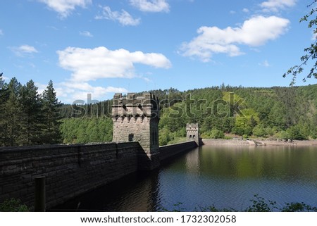 Derwent Dam at Ladybower reservoir in the Derbyshire Peak District  Royalty-Free Stock Photo #1732302058