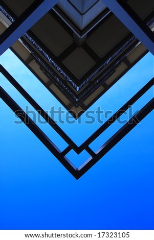 Abstract shot of building against blue sky