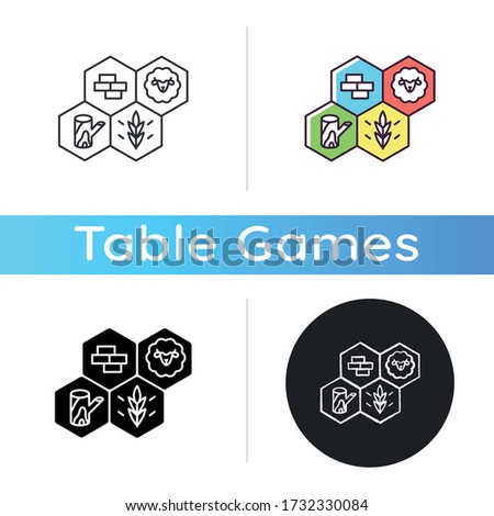 Strategy game icon. Tactical play, traditional game night party activity. Linear black and RGB color styles. Competitive intellectual recreation. Resources isolated vector illustrations