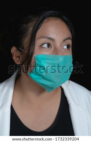 young woman with coronavirus mouth mask