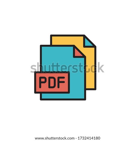 pdf file vector filled outline color design. isolated on white background