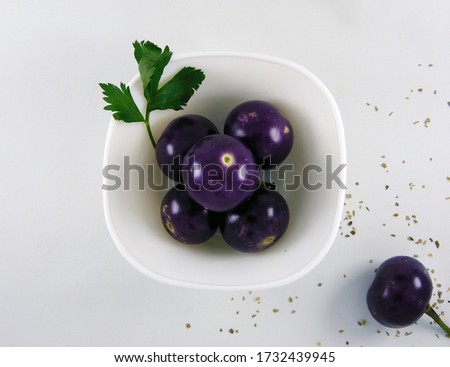  A number of purple eggplant or Solanum melongena become one of the options to be used as vegetables to eat lunch         