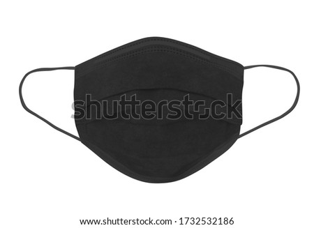 Protective face mask. Disposable earloop 3-layer face mask in black colour for protect against virus and bacteria - image Royalty-Free Stock Photo #1732532186