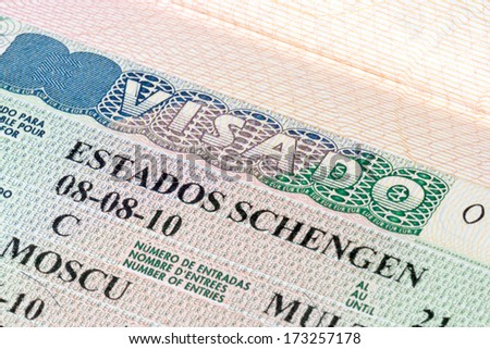 Schengen visa in the passport