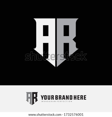 monogram logo letter AR or RA modern, simple, sporty, white and gray color on black background