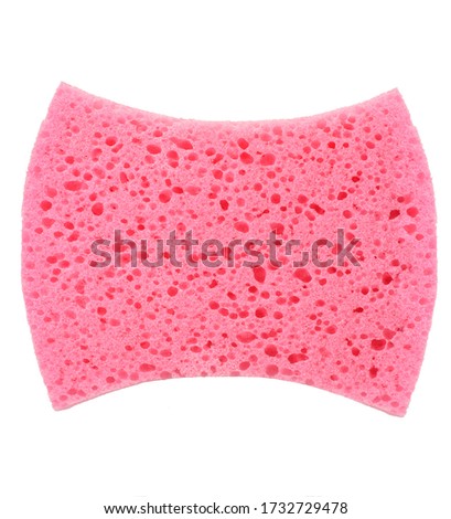 pink washcloth for body on a white background. Bath accessories.