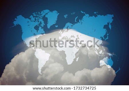 Cloudscape of natural sky with blue sky and white clouds in the sky use for wallpaper background with world map