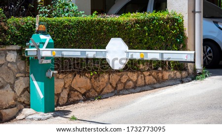 automatic barrier at the entrance to the parking lot