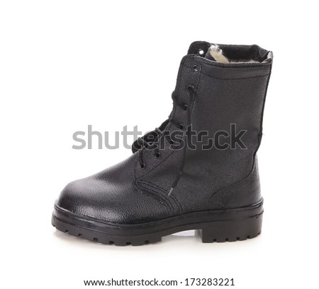 Close up of working boot. Isolated on white background.