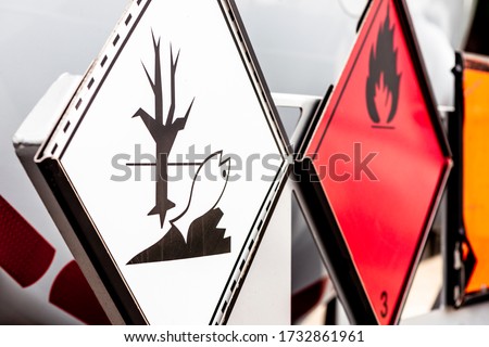 
ADR plates for dangerous goods signaling Royalty-Free Stock Photo #1732861961