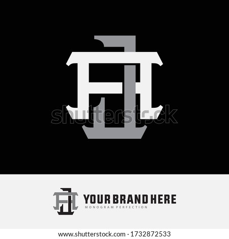 Initial letter AJ and JA  overlapping, interlock, monogram logo, white and gray color on black background