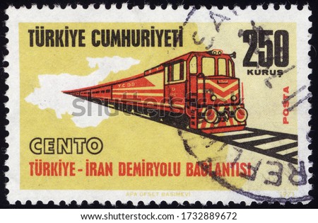 Postage stamps of the Republic of Turkey is offset printing Postal Telegraph and Telephone institutions. Republic of Turkey postage stamps. Royalty-Free Stock Photo #1732889672