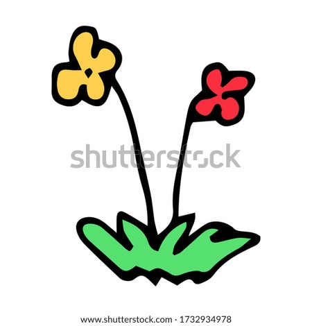 vector doodle icon of a hand-drawn cartoon flower. isolated on a white background. graphic decorative element.