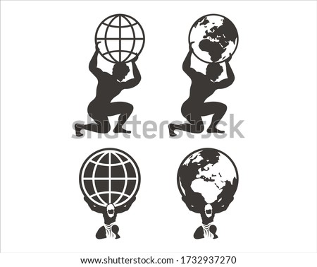 Collection of atlas, globe and or world icons Royalty-Free Stock Photo #1732937270