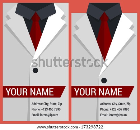 Flat business card template with white jacket