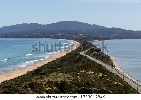 The neck at Bruny Island with blue skies, Tasmania, Australia