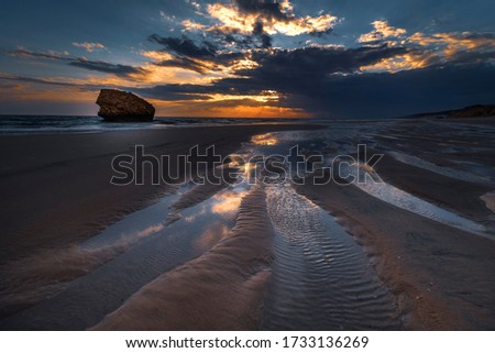 Sunset on the beach of Matalascanas, Spain