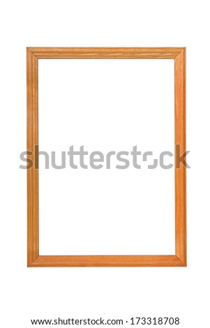 Wooden photo frame with empty space on white background