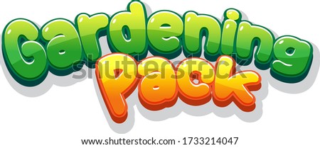 Font design for gardening pack on white background illustration