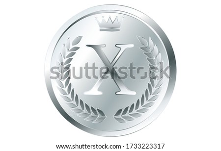 Laurel wreath and crown alphabet coins, X