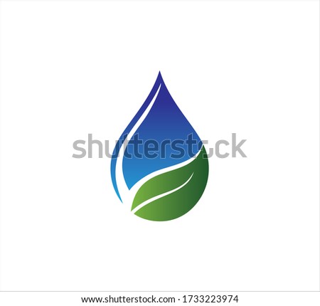 hydroponic horticultural plant farm nursery in water drop shape vector logo or icon design template