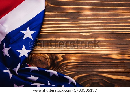 Happy Memorial Day Remember previously but now seldom called Decoration Day, American USA flag on wooden background and copy space, a federal holiday in the United States
