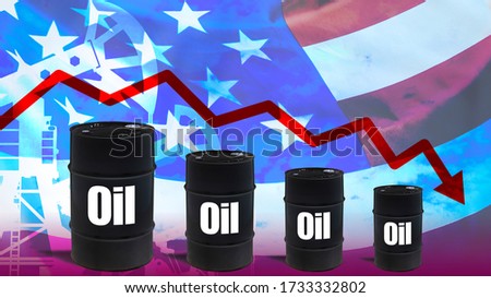 Lower us oil prices. American oil market. The concept of falling oil market in the United States. Crisis in the fuel market.
