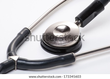 Stethoscope Close up on a white background with a blue tint