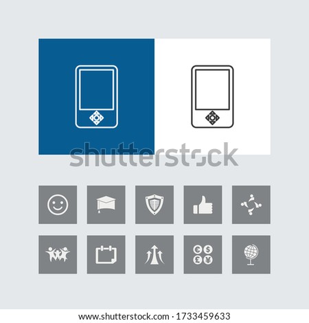 Creative Portable Media Player Line Icon with Bonus Icons. 