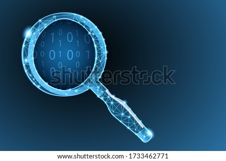 Magnifier over a binary code of numbers zero and one Royalty-Free Stock Photo #1733462771