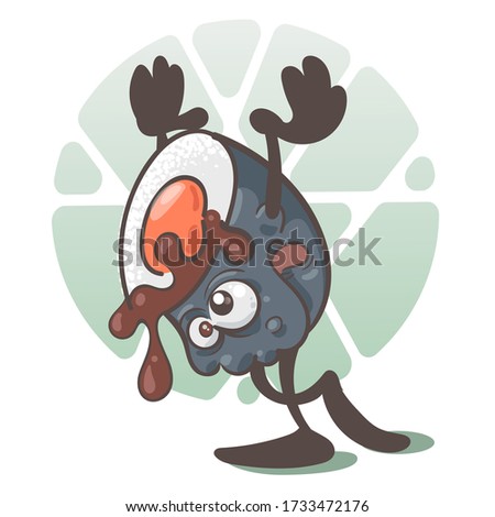 Sushi zombie. A fun cartoon character. Vector illustration isolated on white background