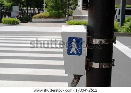 The pedestrian crossing sign for disabled. 
A public sign in Shinjuku, Tokyo, Japan