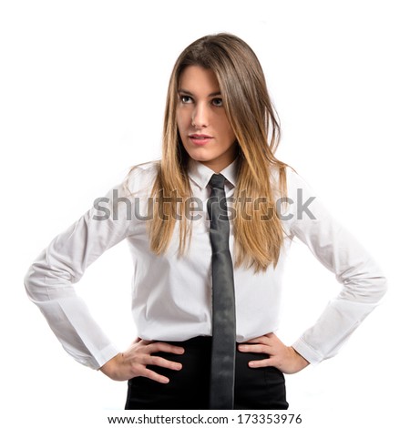 Businesswoman over white background