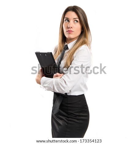 Businesswoman over white background