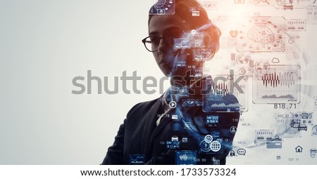 AI (Artificial Intelligence) concept. Deep learning. GUI (Graphical User Interface). Royalty-Free Stock Photo #1733573324