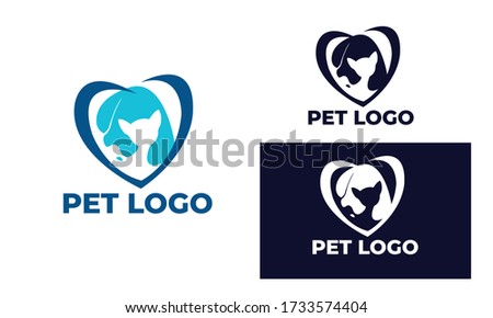 cute cat and dog Logo can also for pet logo, home pet, pet shop, dog care, cat care, cat lover, veterinary in design with full color, black and white color,eps 10 vector