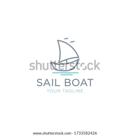 Simple Sailboat dhow ship line art logo design. Traditional Sailboat from Asia / Africa