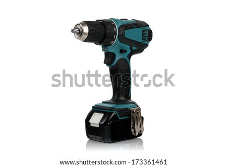 Cordless driver drill on a white background.