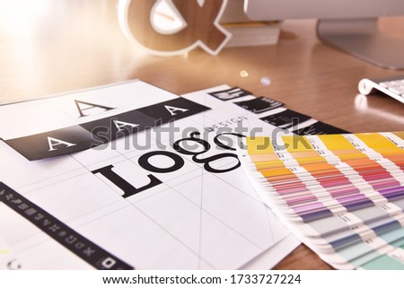 Logo design. Creative concept for website and mobile banner, internet marketing, social media and networking, branding, marketing material, presentation template. Royalty-Free Stock Photo #1733727224