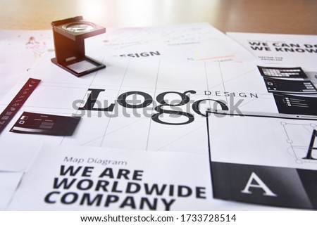 Logo design. Creative concept for website and mobile banner, internet marketing, social media and networking, branding, marketing material, presentation template. Royalty-Free Stock Photo #1733728514