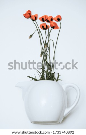 abstract of poppies and a teapot