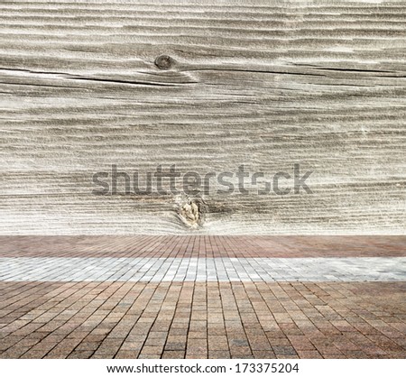 old interior with wooden wall and tiled floor