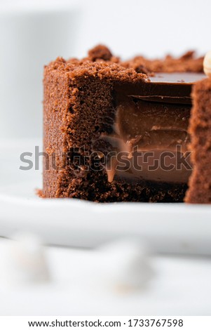 Tasty milk chocolate cake with nuts 