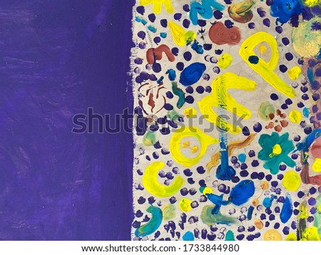 Photo of plywood painted purple and the inscription "Camp" on a decorative background with a pattern. Background, a sign of a summer camp for schoolchildren, a biological circle, a zone of creative re
