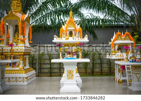 Colorful Buddha altar in Thailand, Asia