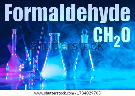 The formaldehyde gas. Carcinogen. Types of gases. Use of formaldehyde for the production of other chemicals. Formaldehyde in the synthesis of dyes and tanning agents. Royalty-Free Stock Photo #1734029705