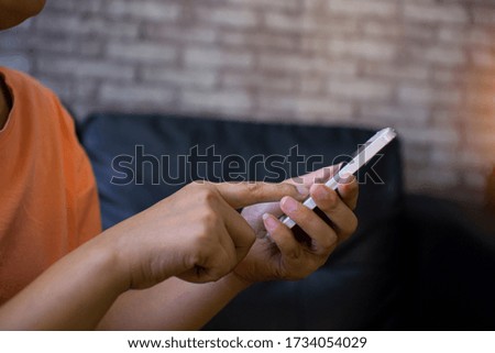 men using mobile payments online shopping and icon customer network connection.