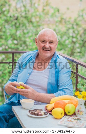 Healthy lifestyle of senior man, morning time